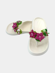 Flip-Flops Platform Bianche Fiori Fucsia - vista 6 - infradito handmade BB Fashion Loft (BBFLIP40)