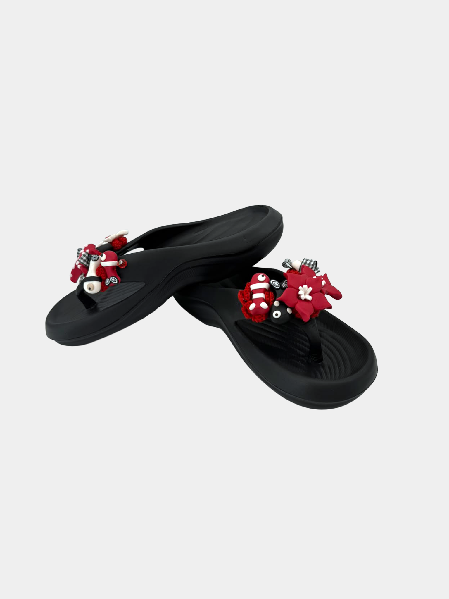 Flip-Flops Platform Nere Rosso e Bianco - vista 2 - infradito handmade BB Fashion Loft (BBFLIP41)
