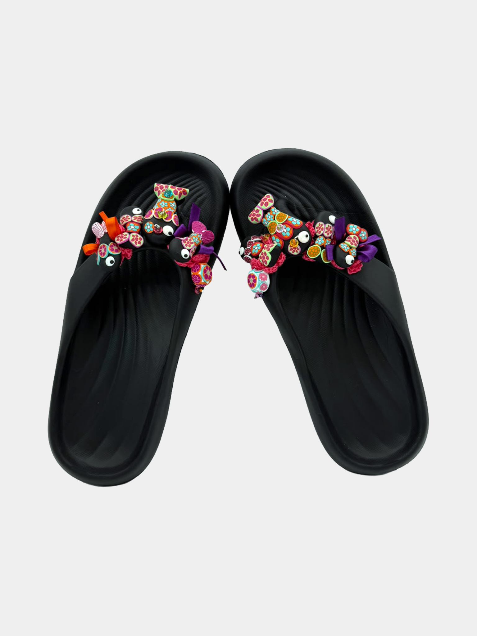 Flip-Flops Platform Nere Stelle Millefiori - vista 6 - infradito handmade BB Fashion Loft (BBFLIP42)