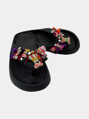 Flip-Flops Platform Nere Stelle Millefiori - vista 8 - infradito handmade BB Fashion Loft (BBFLIP42)