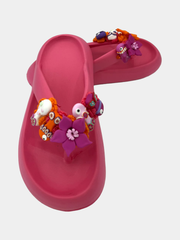 Flip-Flops Platform Fucsia Fiori e Pesciolini - vista 4 - infradito handmade BB Fashion Loft (BBFLIP43)