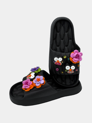 Flip-Flops Nere Gufetti e Rose - vista 5 - infradito handmade BB Fashion Loft (BBFLIP45)