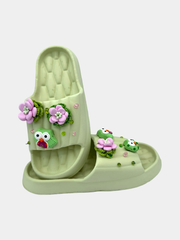 Flip-Flops Verde Chiaro Gufetti e Fiori - vista 4 - infradito handmade BB Fashion Loft (BBFLIP46)