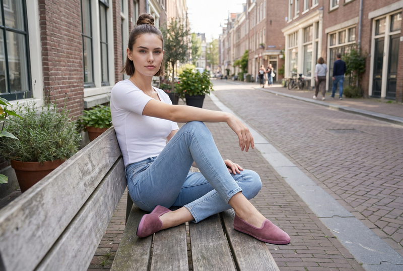 Malva Le Babine Classiche - scarpe friulane artigianali in velluto indossate